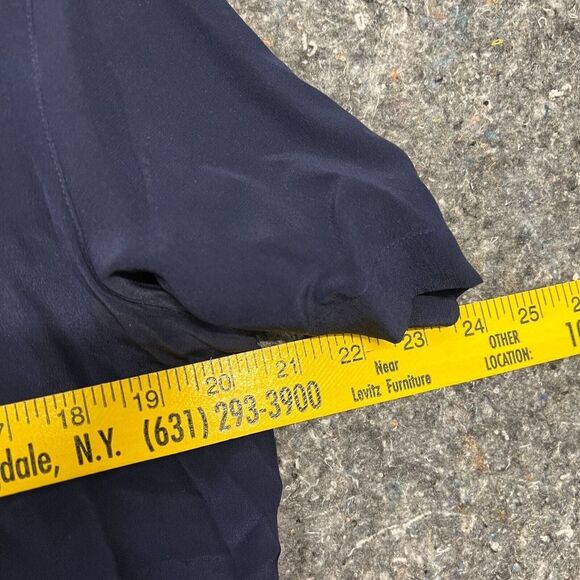 Character Club Blouse Women 8 Blue Short Sleeve Padded Shoulders Shirt - Picture 7 of 10